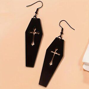 🌺 🌺 🌺 Gothic Black Cross Dangle Earrings